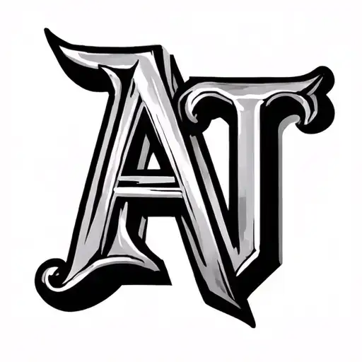 The Letters A And T Intertwined Forming A Symbol