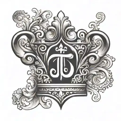 Simple Tiny T & Symbol - It's For The Name Taj Which Means Crown