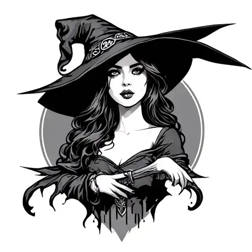 Witch Theme Tattoo For Back Of Thigh