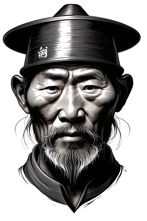 Parable Of The Older Chinese Farmer Face Covered