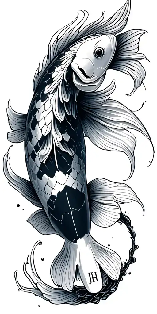 Koi Fish With Initials Kjh
