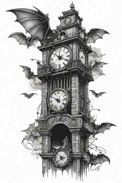 Bats And Clock Tower