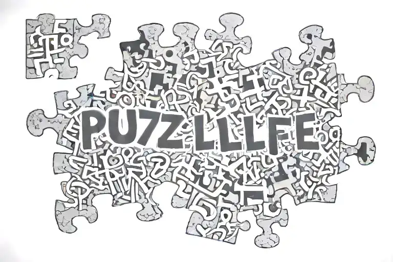 Puzzle Pieces With Puzzled Life Lettering