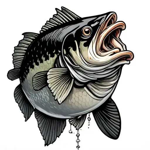 Bass Being Caught By Fishing Line That Spells Dad