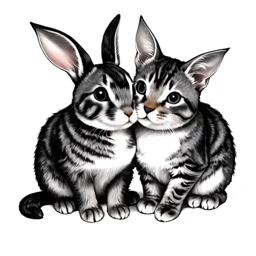 Traditional Bunny And Cat Sitting