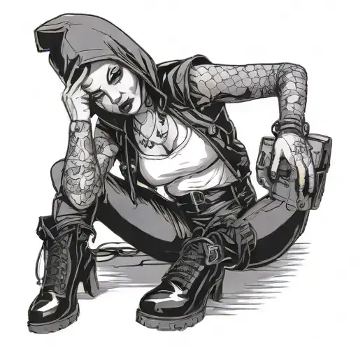 A Punk-themed Bdsm Scene With A Dominatrix Wearing Tube Socks And A Latex Hood