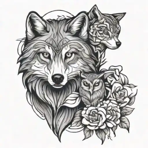 A Wolf A Night And An Owl On The Arm