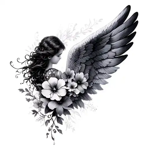 Angel Wing Floral Writing Overlay