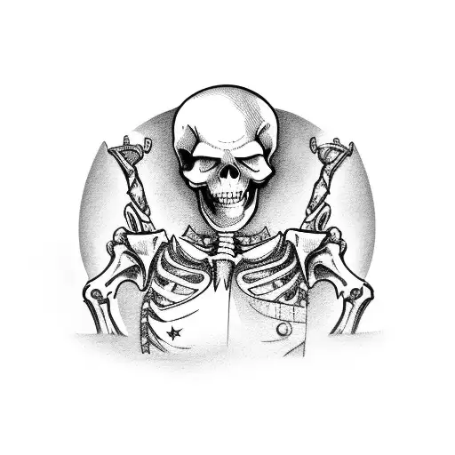 Skeleton Sheriff Lassoing A Criminal