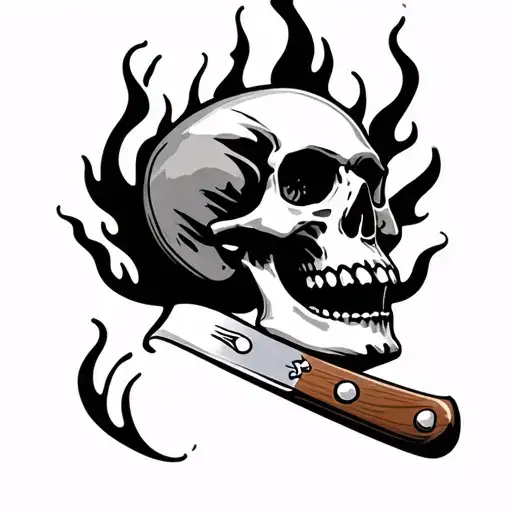 Butter Knife With Flaming Skull