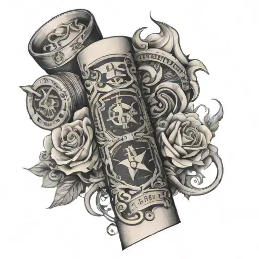 Forearm Sleeve Tattoo Money Power Law Enforcement