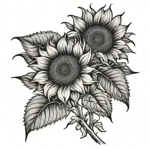 Sunflowers Black Grey