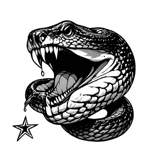 Snake Around Wrist Mouth Open Eating About To Eat A Star