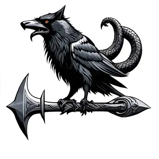 Viking Raven Serpent Spear Hammer Wolf Head