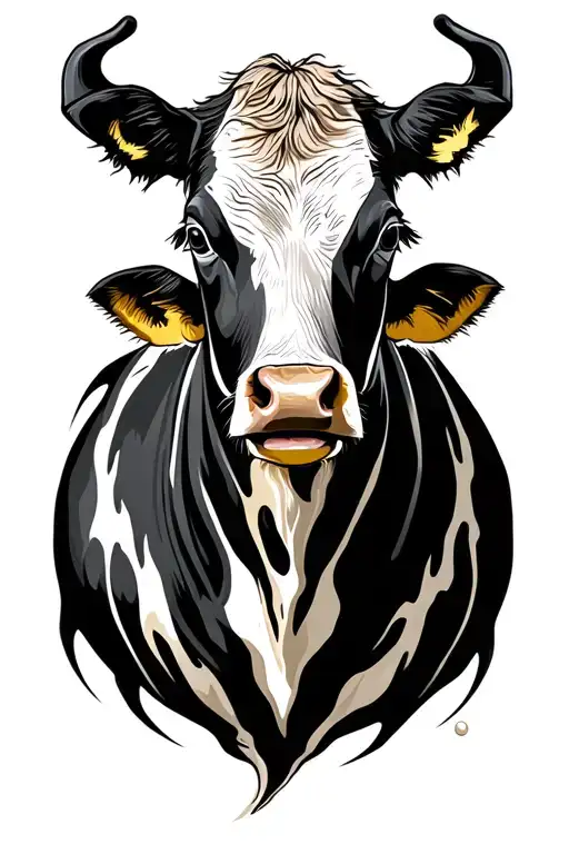 Cheese On The Background Of The Head Of A Cow