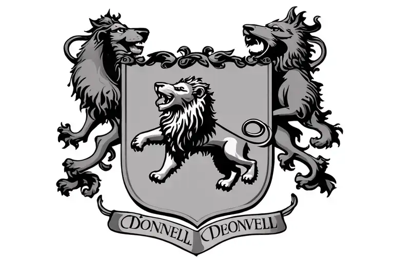 O'donnell Family Crest With Lion In Middle