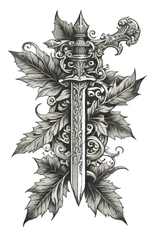 Maltese Night Sword With Leafes Going Around It