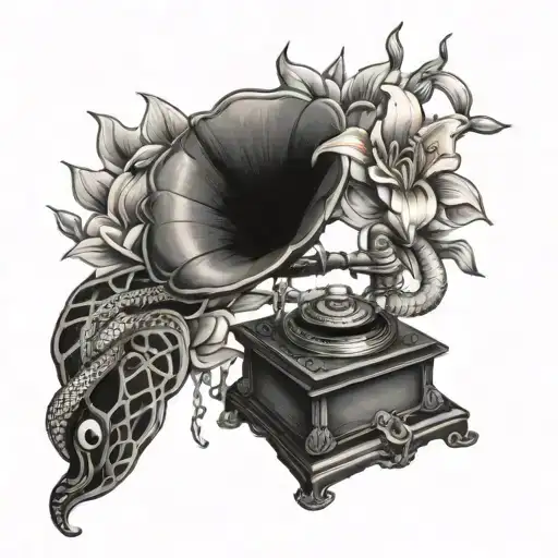 Gramophone With A Snake And Lillys