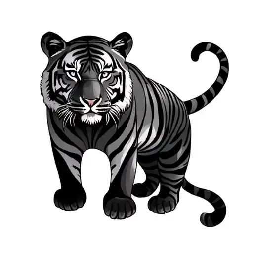 1 Small And 1 Large Tiger That Is A