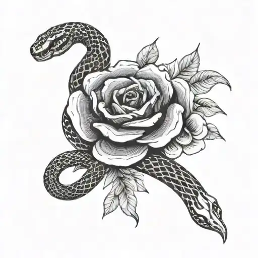 Bracelet Around The Hand Snake With Flowers