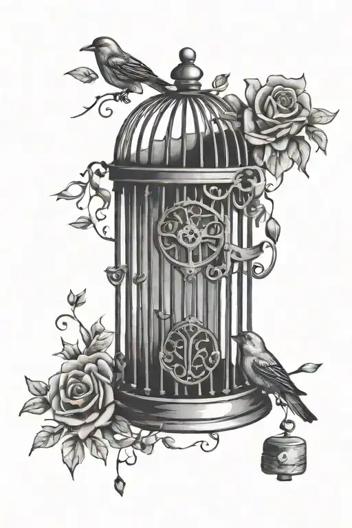 Birdcage With Open Cage Door And Broken Heart-shaped Lock