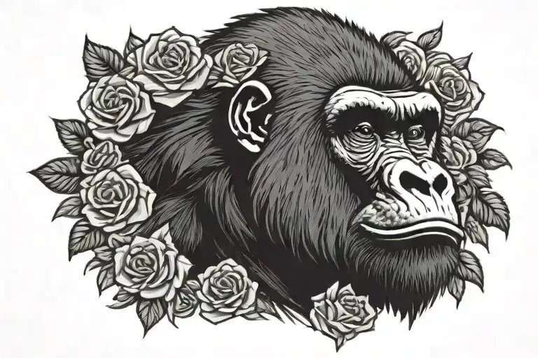 Gorilla Face And Rose