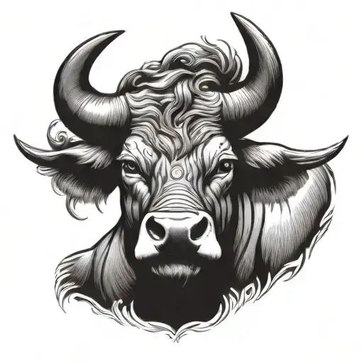 Taurus Bull With 999 Tattoo On Face