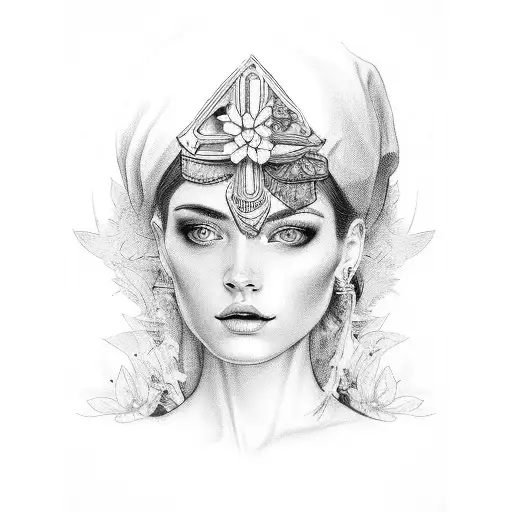 Antique Frame With Womans Portrait