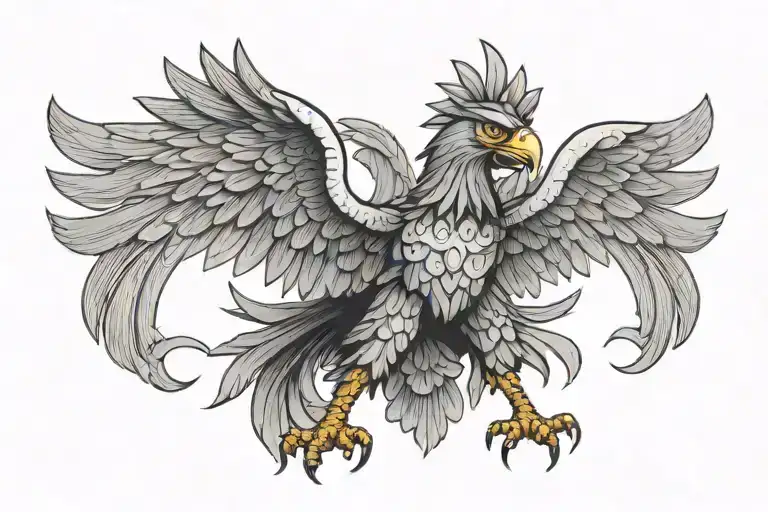 Polish Eagle Fighting Stance Standing In Front View