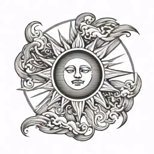 Sun And Three Lines Going