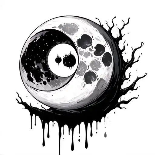 Cresent Moon Dripping In Blood