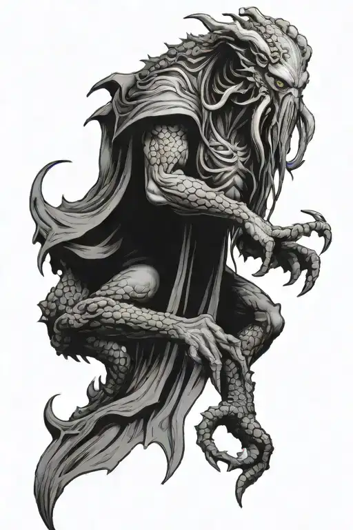 Cthulhu On Shoulder With A World Of Warcraft Dragon