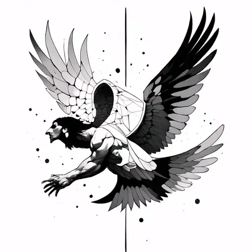 Geometric And Linework Icarus Tattoo On My Forearm