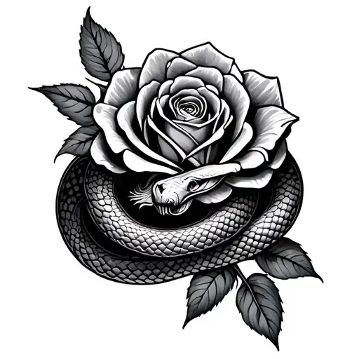 Snake Roman Numerals Rose Intertwined