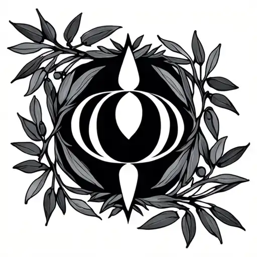 Inverted Omega Symbol Surrounded By Olive Branches