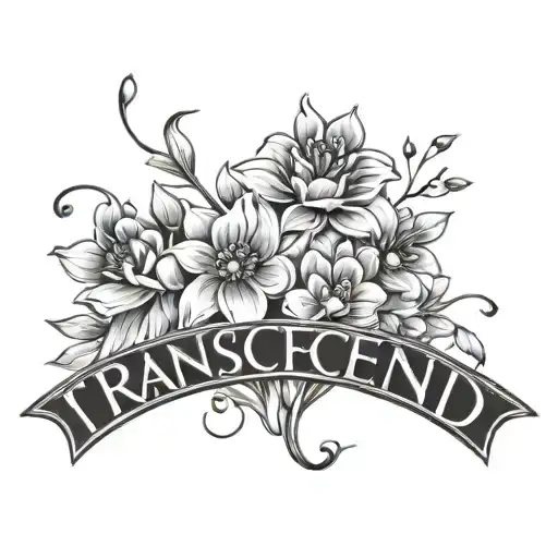 Simple Transcend Word With Small Flowers