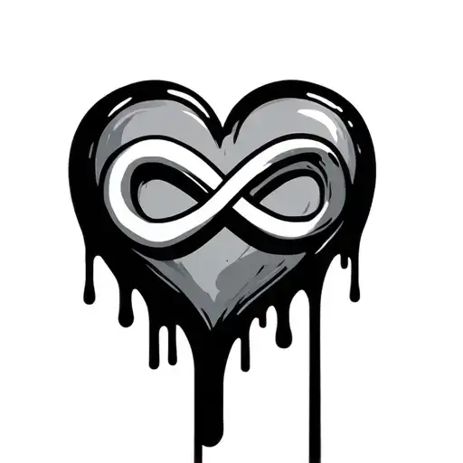Heart With Infinity Sign In It With Black Blood Dripping Down