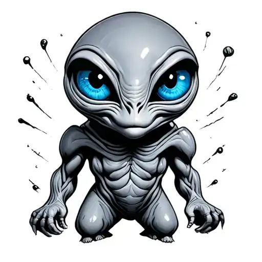 Blue Eyed Standing Full Body Alien