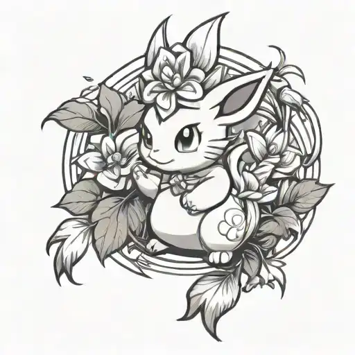 Pachirisu Pokemon Holding Flowers