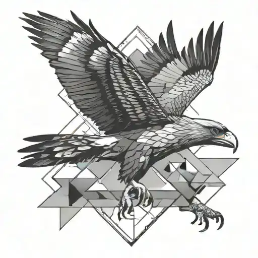 Wedge Tail Eagle In Flight With Geometric Triangles