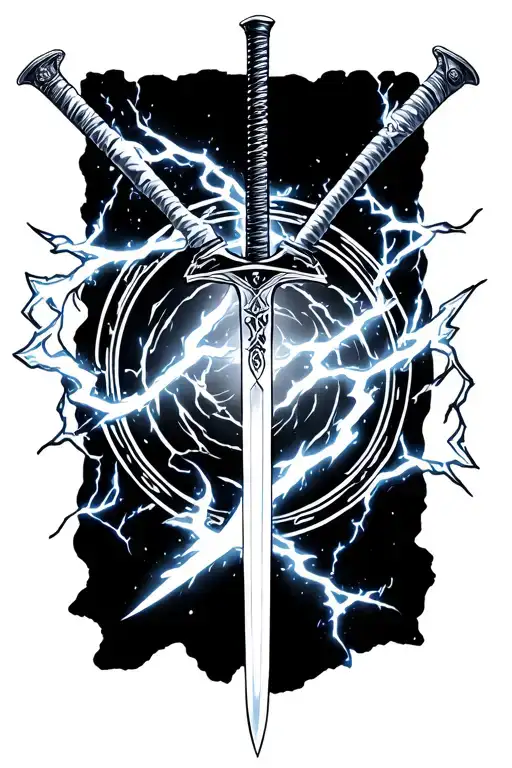 Magic Circle With A Lightning Katana Blade Wrapped