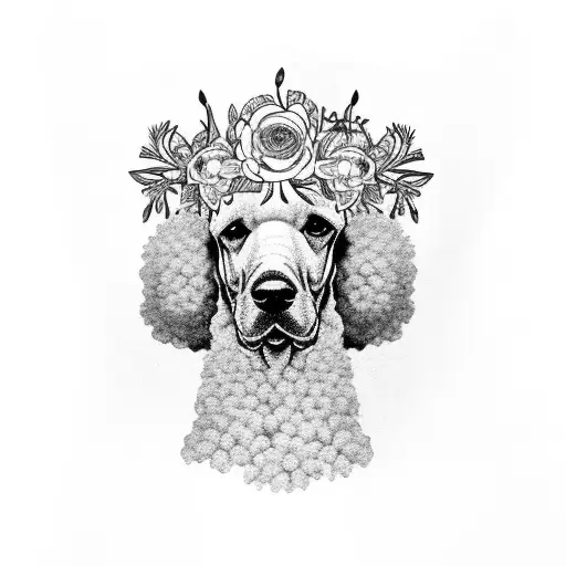 Standard Poodle Head With Flower Crown