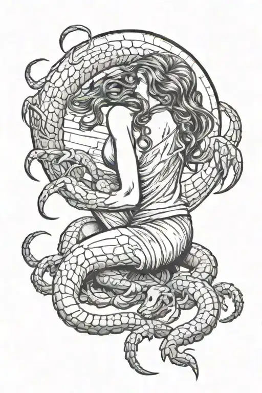 Girl And Scorpion Crawling