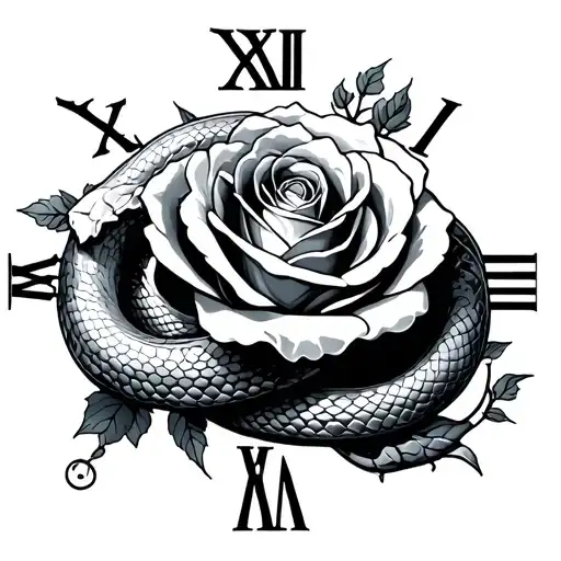 Snake Roman Numerals Rose