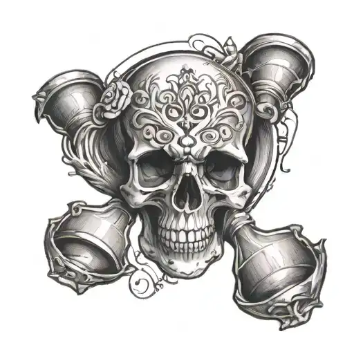 Hourglass Skull Hands Holding