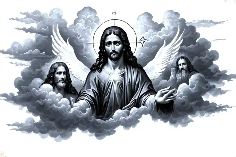 Tattoo For Chest With Clouds And Christian Pictures
