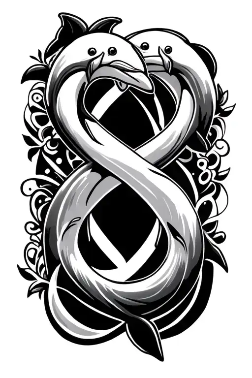 Infinity Sign Surrounded With Tribal Ohana Dolphins