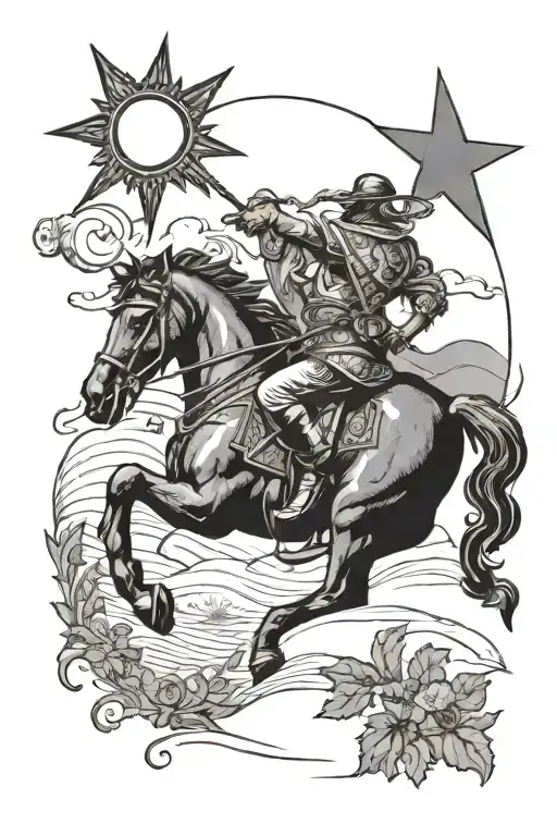 The Sun Rider Waite Tarot Card No Baby No Horse Galloping Through A Field