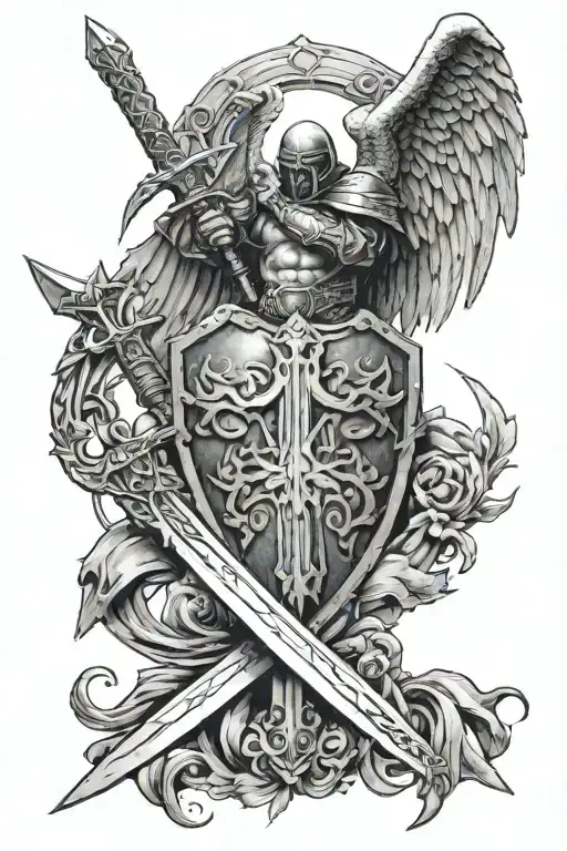 Incorporate Mma Gloves With Angel Michael's Sword And Shield