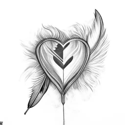 Feather With A Heart Shape Inside Of It